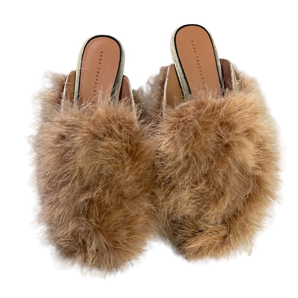 Zara Brown Furry Mules